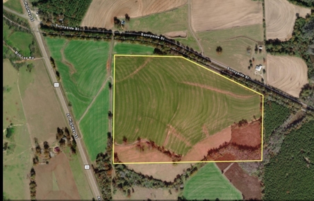 high altitude overhead  with property lines highlighted